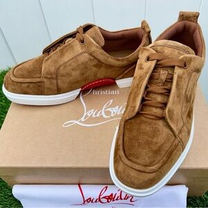 CHRISTIAN LOUBOUTIN JIMMY FLAT SNEAKERS BROWN SUEDE SZ 41 NEW SEASON!